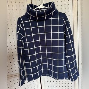 J. Crew Navy and White Grid Turtleneck Sweater